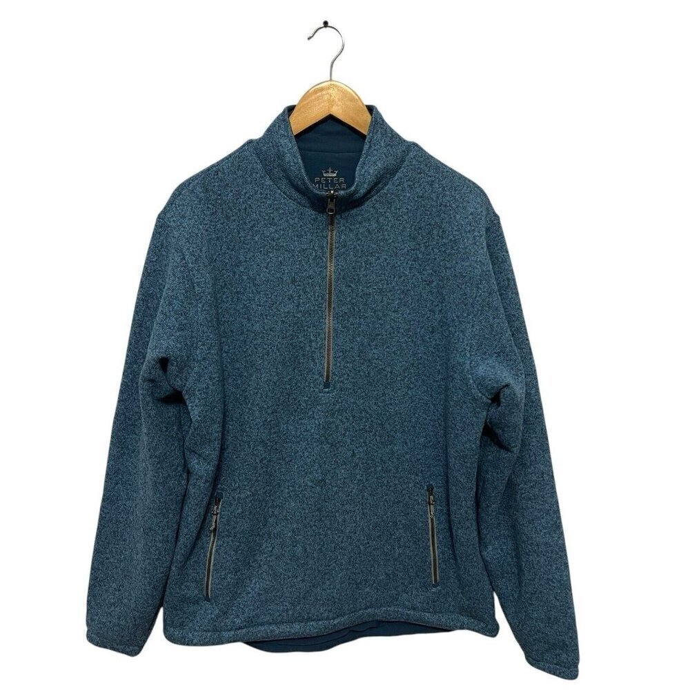 Peter Millar Crown Sport Half Zip Fleece Pullover Blue Men's Large